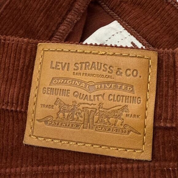 Levi's 70's High Flare Smooth Corduroy Pant In Mahogany Rust Red - Picture 5 of 9